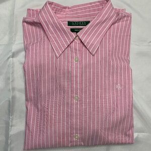 Ralph Lauren Women's Pink/White Button Up